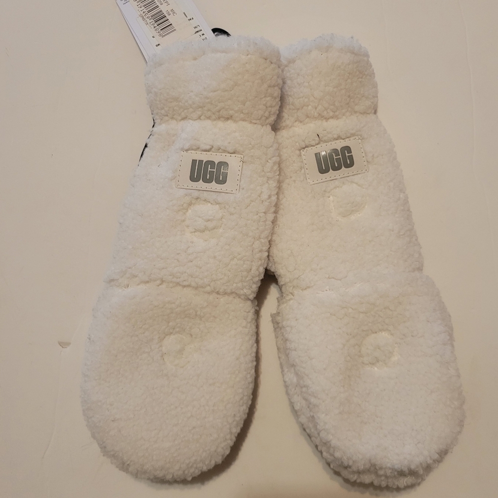 UGG Faux Sherpa/leather‎ Flip Mittens NWT L/XL Rare Skiing Outdoors Cold Weather